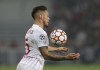 Sevilla's Lucas Ocampos controls the ball during the group G Champions League soccer match between Lille and Sevilla at the Stade Pierre Mauroy - Villeneuve d'Ascq stadium in Lille, France, Wednesday, Oct. 20, 2021. (AP Photo/Michel Spingler)
