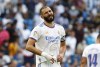 FILE - In this Oct.3, 2021 file photo, Real Madrid's Karim Benzema reacts during a Spanish La Liga soccer match between RCD Espanyol and Real Madrid at the Cornella-El Prat stadium in Barcelona, Spain. A French court trying an alleged blackmail case involving Karim Benzema and four other defendants expects to render its verdict on Friday Oct.22, 2021, with the prosecution asking for a suspended 10-month jail term and maximum fine for the Real Madrid forward. Benzema is charged of complicity in the alleged attempt in 2015 to blackmail France teammate Mathieu Valbuena over a sex tape thought to have been stolen from his mobile phone. (AP Photo/Joan Monfort, File)