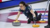 Team Nova Scotia skip Jill Brothers makes a shot at the Scotties Tournament of Hearts in Calgary, Alta., Saturday, Feb. 20, 2021.THE CANADIAN PRESS/Jeff McIntosh