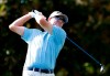 Steve Flesch looks on his tee shot at the 10th hole during the second day of the Dominion Energy Charity Classic golf tournament at Country Club of Virginia on Saturday, Oct. 23, 2021, in Richmond, Va. (Daniel Sangjib Min/Richmond Times-Dispatch via AP)