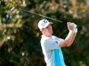 Steven Alker looks on his tee shot at the 10th hole during the second day of the Dominion Energy Charity Classic golf tournament at Country Club of Virginia on Saturday, Oct. 23, 2021, in Richmond, Va. (Daniel Sangjib Min/Richmond Times-Dispatch via AP)