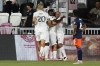 Inter Miami players congratulate forward Federico Higuain (22) after he scored a goal against FC Cincinnati, during the first half of an MLS soccer match Saturday, Oct. 23, 2021, in Fort Lauderdale, Fla. (AP Photo/Marta Lavandier)