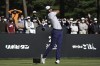Cameron Tringale of the United States hits his tee shot on the ninth hole during the final round of the Zozo Championship golf tournament at Accordia Golf Narashino Country Club on Sunday, Oct. 24, 2021, in Inzai, Chiba Prefecture, Japan. (AP Photo/Tomohiro Ohsumi)