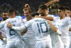 Manchester City's Kyle Walker, second left, is congratulated by teammates after scoring his sides third goal during the Champions League Group A soccer match between Club Brugge and Manchester City at the Jan Breydel stadium in Bruges, Belgium, Tuesday, Oct. 19, 2021. (AP Photo/Olivier Matthys)