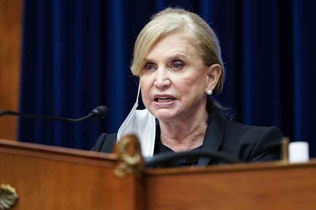 House Oversight and Government Reform Committee Chair Carolyn Maloney, D-N.Y., presides during a House Oversight and Government Reform Committee hearing to examine a Republican-led Arizona audit of the 2020 presidential election results in Arizona's most populous county, Maricopa, on Capitol Hill in Washington, Thursday, Oct. 7, 2021. (Joshua Roberts/Pool via AP)