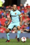 FILE - Barcelona's Sergi Barjuan during the legends match at Old Trafford Manchester, England, on Sept. 2, 2017. Barcelona has named reserve team coach Sergi Barjuan its caretaker coach following the firing of Ronald Koeman. Former midfielder Xavi Hernández appears to be the leading candidate to take over full-time. But Xavi would have to free himself from his job coaching Qatari club Al Sadd. (Dave Howarth/PA via AP)