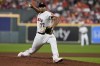 Houston Astros starting pitcher Luis Garcia throws against the Boston Red Sox during the sixth inning in Game 6 of baseball's American League Championship Series Friday, Oct. 22, 2021, in Houston. (AP Photo/Tony Gutierrez)