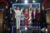 From left, Juan Mata, Chief of Women's Football Nadine Kessler, Ruben Dias, Katrine Pedersen, Karen Carney, Lotta Schelin, Kelly Smith, Camille Abily and Anja Mittag pose during the UEFA Women's Euro 2022 draw at O2 Victoria Warehouse, Manchester, England, Thursday, Oct. 28, 2021. (Nick Potts/PA via AP)