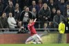 Manchester United's Cristiano Ronaldo celebrates after scoring his side's opening goal during the English Premier League soccer match between Tottenham Hotspur and Manchester United at the Tottenham Hotspur Stadium in London, Saturday, Oct. 30, 2021. (AP Photo/Frank Augstein)
