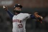 Houston Astros relief pitcher Cristian Javier throws during the seventh inning in Game 4 of baseball's World Series between the Houston Astros and the Atlanta Braves Saturday, Oct. 30, 2021, in Atlanta. (AP Photo/Ashley Landis)