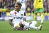 Leeds United's Raphinha appears in pain while on the ground during the Premier League match between Norwich City and Leeds United, at Carrow Road, Norwich, England, Sunday, Oct. 31, 2021. (Joe Giddens/PA via AP)