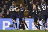 West Ham's Ben Johnson, center, celebrates after scoring the opening goal during the English Premier League soccer match between Aston Villa and West Ham United at Villa Park in Birmingham, England, Sunday, Oct. 31, 2021. (AP Photo/Rui Vieira)