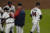 Atlanta Braves starting pitcher Tucker Davidson leaves the game during the third inning in Game 5 of baseball's World Series between the Houston Astros and the Atlanta Braves Sunday, Oct. 31, 2021, in Atlanta. (AP Photo/Ashley Landis)