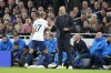 Tottenham's head coach Nuno Espirito Santo, right, shakes hands with Tottenham's Lucas Moura during the English Premier League soccer match between Tottenham Hotspur and Manchester United at Tottenham Hotspur Stadium in London, Saturday, Oct. 30, 2021.(AP Photo/Frank Augstein)