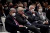 UN Secretary-General Antonio Guterres, left, and, from left, British Prime Minister Boris Johnson and British broadcaster and naturalist Sir David Attenborough, aged 95, listen during the opening ceremony of the COP26 U.N. Climate Summit, in Glasgow, Scotland, Monday, Nov. 1, 2021. The U.N. climate summit in Glasgow gathers leaders from around the world, in Scotland's biggest city, to lay out their vision for addressing the common challenge of global warming.(AP Photo/Alberto Pezzali)