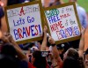 Atlanta Braves fans celebrates after their team won the World Series against the Houston Astros on Tuesday, Nov. 2, 2021 at Minute Maid Park. (Kevin M. Cox/The Galveston County Daily News via AP)