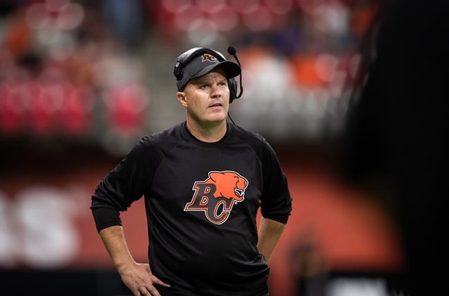 B.C. Lions head coach Rick Campbell watches from the sideline during the second half of a CFL football game against the Edmonton Elks in Vancouver on August 19, 2021. THE CANADIAN PRESS/Darryl Dyck