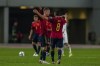 Spain's players celebrate their team victory over Greace at the end of the World Cup 2022 group B qualifying soccer match between Greece and Spain at the Olympic stadium in Athens, Greece, Thursday, Nov 11, 2021. (AP Photo/Thanassis Stavrakis)