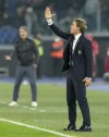 Italy coach Roberto Mancini gestures fro the touchline during the World Cup 2022 group C qualifying soccer match between Italy and Switzerland at Rome's Olympic stadium, Friday, Nov. 12, 2021. (AP Photo/Gregorio Borgia)