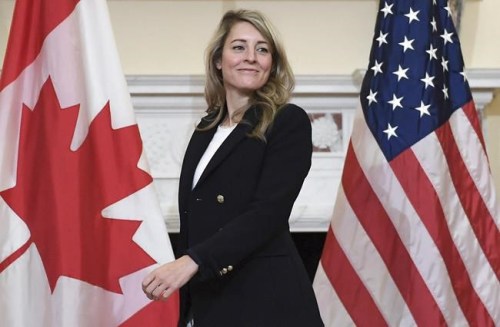 Canadian's Foreign Minister Melanie Joly arrives to speak to members of the media while meeting with Secretary of State Antony Blinken at the State Department in Washington, Friday, Nov. 12, 2021.&nbsp; THE CANADIAN PRESS/Pool via AP-Olivier Douliery