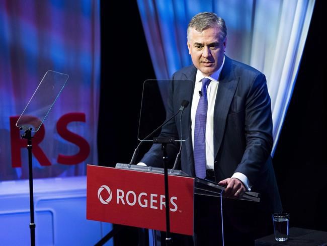 Rogers Communications CEO Joe Natale speaks to shareholders during the Rogers annual general meeting in Toronto on Friday, April 20, 2018. THE CANADIAN PRESS/Nathan Denette