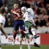 Real Salt Lake midfielder Damir Kreilach (8) and Portland Timbers forward Dairon Asprilla (27) work for the ball during an MLS soccer match Wednesday, Nov. 3, 2021, in Sandy, Utah. (Scott G Winterton/Deseret News via AP)