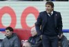 Tottenham's head coach Antonio Conte gives instructions to his players during the English Premier League soccer match between Everton and Tottenham Hotspur at Goodison Park in Liverpool, England, Sunday, Nov. 7, 2021. (AP Photo/Jon Super)