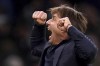 Tottenham Hotspur manager Antonio Conte celebrates at the end of the Premier League match at the Tottenham Hotspur Stadium, London, Sunday Nov. 21, 2021. (Adam Davy/PA via AP)