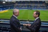 In this photo, released by the Israel’s Government Press Office, Chelsea owner Roman Abramovich, left, talks with Israeli President Isaac Herzog at Stamford Bridge, in London, Sunday, Nov. 21, 2021. Chelsea owner Roman Abramovich hosted Israeli President Isaac Herzog at Stamford Bridge on Sunday as part of the Premier League club's campaign against antisemitism. The small event, attended by about 50 people, was the first time Abramovich has been seen at Chelsea's stadium since 2018 when he withdrew his application for a British visa renewal. (Kobi Gideon/Israel’s Government Press Office via AP)