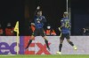 Manchester United's Cristiano Ronaldo, left, celebrates after scoring the opening goal during a Group F Champions League soccer match between Villarreal and Manchester United at the Ceramica stadium in Villarreal, Spain, Tuesday, Nov. 23, 2021. (AP Photo/Alberto Saiz)