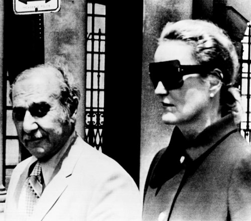 FILE - Heiress Doris Duke, right, and her attorney Aram Arabian, leave Superior Court on June 17, 1971, in Providence, R.I. When Duke, the fabulously wealthy tobacco and power company heir, ran over and killed longtime employee and confidant Eduardo Tirella at her Newport, R.I., mansion in 1966, many people never bought the official police report that the death was an 
