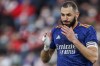 Real Madrid's Karim Benzema reacts after failing a chance to score during a Spanish La Liga soccer match between Granada and Real Madrid at Los Carmenes stadium in Granada, Spain, Sunday, Nov. 21, 2021. France and Real Madrid forward Karim Benzema has been handed Wednesday Nov.24, 2021 a 1-year suspended jail sentence and 75,000 euros fine in the sextape case that rocked French football. (AP Photo/Fermin Rodriguez, File)