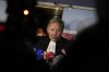 Karim Benzema's lawyer Sylvain Cormier answers reporters after the verdict in Benzema's alleged role in a sex tape scandal, Wednesday, Nov.24, 2021 in Versailles, west of Paris. France and Real Madrid forward Karim Benzema was given a 1-year suspended jail sentence and 75,000 euros ($84,000) fine in a sex tape case that rocked French soccer. (AP Photo/Christophe Ena)