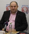 FILE - A March 21, 2017 file photo of the chairman of Czech Football Association Miroslav Pelta addressing media at a news conference in Prague, Czech Republic. On Friday Nov. 26, 2021, a Czech court convicted a former head of the country's soccer association of fraud and sentenced him to six years in prison. (AP Photo/Petr David Josek, File)