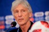 FILE - Colombia head coach Jose Pekerman listens to a question during a news conference at the World Cup in Moscow, Russia, July 2, 2018. Pekerman was named as Venezuela's new coach on Tuesday, Nov. 30, 2021. (AP Photo/Alexander Zemlianichenko, File)