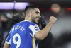 Brighton's Neal Maupay celebrates after scoring his side's opening goal during the English Premier League soccer match between West Ham United and Brighton and Hove Albion in London, England, Wednesday, Dec. 1, 2021. (AP Photo/Ian Walton)