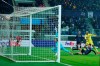 Villarreal's Etienne Capoue, right, scores during the Champions League group F soccer match between Atalanta and Villarreal in Bergamo, Italy, Thursday, Dec. 9, 2021. (Spada/LaPresse via AP)