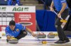 Team Bottcher third Darren Moulding throws against team Horgan during Draw 4 of the 2021 Canadian Olympic curling trials in Saskatoon, Sask., on November 21, 2021. THE CANADIAN PRESS/Liam Richards
