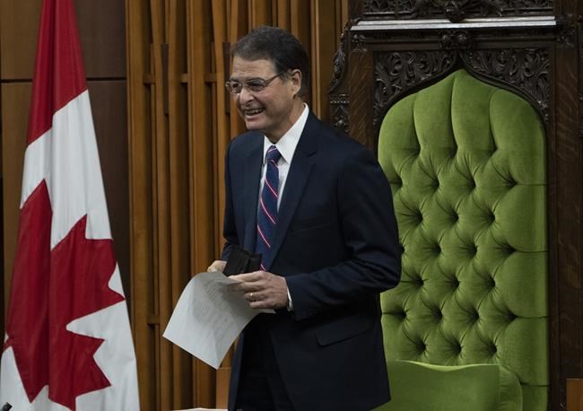 Anthony Rota smiles as he stands in Speakers chair after being elected as the Speaker of the House of Commons Monday, November 22, 2021 in Ottawa. THE CANADIAN PRESS/Adrian Wyld