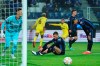 Atalanta's players look dejected after Villarreal scored during the Champions League group F soccer match between Atalanta and Villarreal in Bergamo, Italy, Thursday, Dec. 9, 2021. (Spada/LaPresse via AP)