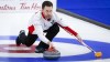 Team Canada skip Brad Gushue makes a shot as he plays Team Newfoundland and Labrador at the Brier in Calgary, Alta., on March 10, 2021. THE CANADIAN PRESS/Jeff McIntosh