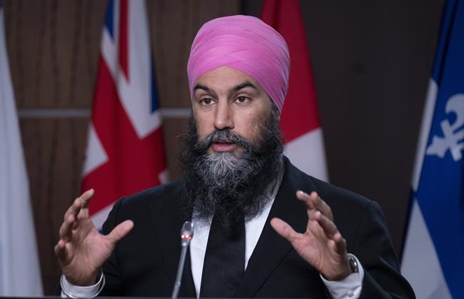 New Democratic Party leader Jagmeet Singh responds to a question during a news conference in Ottawa on December 7, 2021. THE CANADIAN PRESS/Adrian Wyld