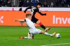 Frankfurt's Daichi Kamada scores his side's third goal during the Bundesliga soccer match between Monchengladbach and Eintracht Frankfurt at Borussia-Park, Monchengladbach, Germany, Wednesday Dec. 15, 2021. (Federico Gambarini/dpa via AP)