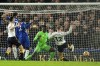 Everton's Jarrad Branthwaite, right, scores his side's first goal during the English Premier League soccer match between Chelsea and Everton, at the Stamford Bridge stadium in London, Thursday, Dec.16, 2021. (AP Photo/Alastair Grant)