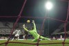 Inter Milan's Denzel Dumfries, left, scores his side's second goal of the game during the Italian Serie A soccer match between Salernitana and Inter Milan at the Arechi stadium in Salerno, Italy, Friday, Dec. 17, 2021. (Alessandro Garofalo/LaPresse via AP)