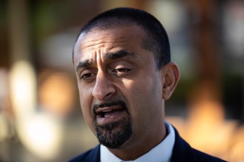 Ravi Kahlon, B.C. minister of jobs, economic recovery and innovation, speaks in Delta, B.C., on Wednesday, September 15, 2021. THE CANADIAN PRESS/Darryl Dyck