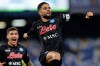 Napoli's Lorenzo Insigne celebrates after scoring his side's third goal during the Italian Serie A soccer match between Napoli and Bologna at the Diego Armando Maradona stadium in Naples, Italy, Thursday, Oct. 28, 2021. THE CANADIAN PRESS/LaPresse via AP-Alessandro Garofalo