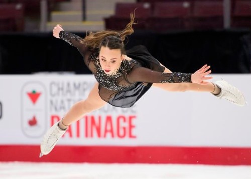 Alicia Pineault competes during the senior women's short program at the 2020 Canadian Tire National Skating Championships in Mississauga, Ont., on Friday, Jan. 17, 2020. THE CANADIAN PRESS/Nathan Denette