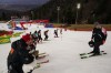 The course is being salted prior to the cancellation of an alpine ski, men's World Cup slalom in Zagreb, Croatia, Wednesday, Jan. 5, 2022. The race was cancelled because of the adverse weather conditions. (AP Photo/Pier Marco Tacca)