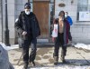 A Montreal police officer helps a homeless man find shelter from the cold Monday, Jan. 25, 2021, in Montreal. The heads of several homeless shelters say they're facing a looming crisis as staff absences due to COVID-19 threaten to disrupt services at the coldest part of winter. THE CANADIAN PRESS/Ryan Remiorz